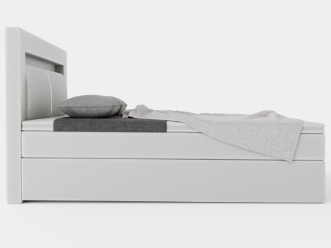 Modena Bed Package Co Storage Led Headboard White 3D Model