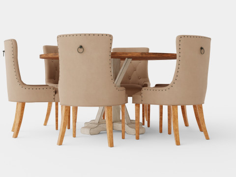 Lyon Food Group Round With 6 Victoria Chairs Winter 3D Model