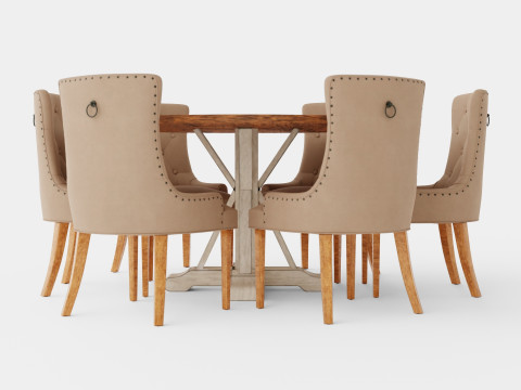 Lyon Food Group Round With 6 Victoria Chairs Winter 3D Model