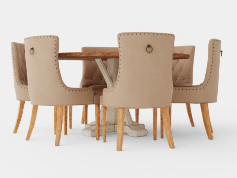 Lyon Food Group Round With 6 Victoria Chairs Winter 3D Model