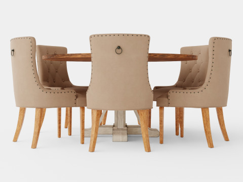 Lyon Food Group Round With 6 Victoria Chairs Winter 3D Model