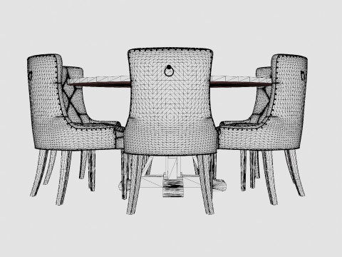 Lyon Food Group Round With 6 Victoria Chairs Winter 3D Model
