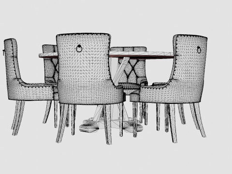 Lyon Food Group Round With 6 Victoria Chairs Winter 3D Model
