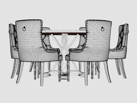 Lyon Food Group Round With 6 Victoria Chairs Winter 3D Model