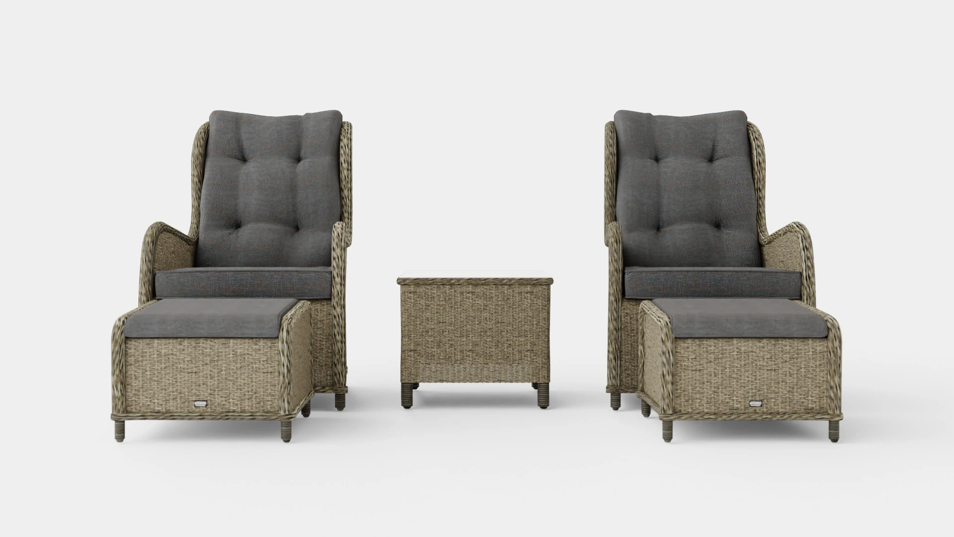 Marcus Cafe set With 2 Ear Patches With Footstool with Cushion 3D Model .c4d .max .obj .3ds .fbx .stl .blend 