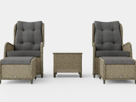 Marcus Cafe set With 2 Ear Patches With Footstool with Cushion 3D Model
