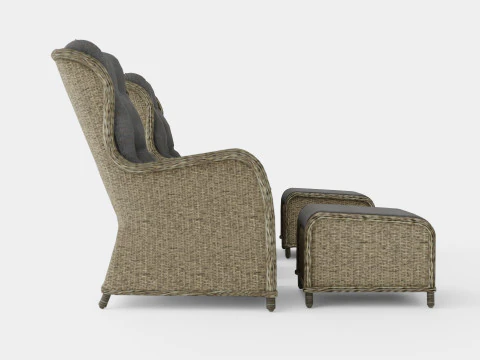 Marcus Cafe set With 2 Ear Patches With Footstool with Cushion 3D Model