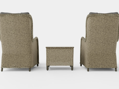 Marcus Cafe set With 2 Ear Patches With Footstool with Cushion 3D मॉडल