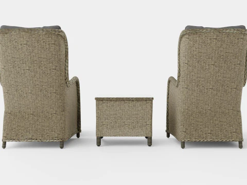 Marcus Cafe set With 2 Ear Patches With Footstool with Cushion 3D Model