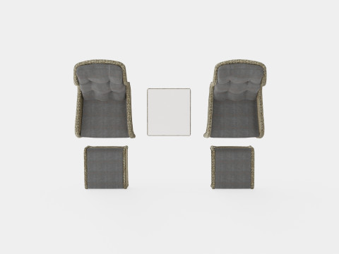 Marcus Cafe set With 2 Ear Patches With Footstool with Cushion 3D मॉडल