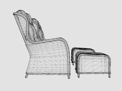 Marcus Cafe set With 2 Ear Patches With Footstool with Cushion 3D मॉडल