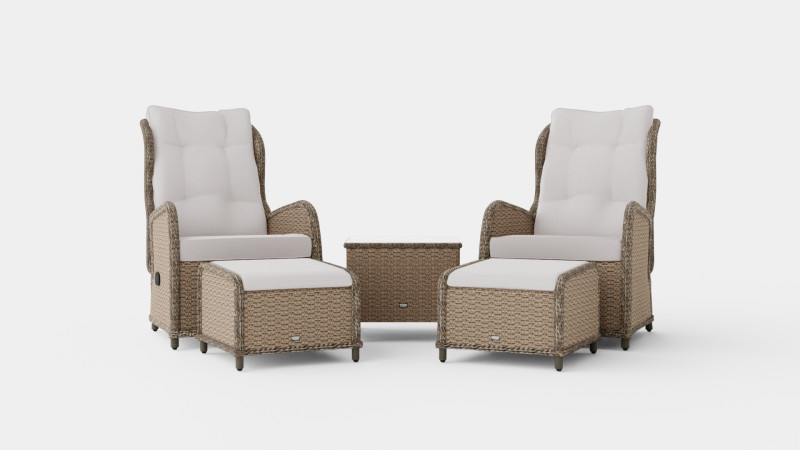 Marcus Caf set With 2 Recliner Armchairs with Cushion 3D Модель .c4d .max .obj .3ds .fbx .stl .blend