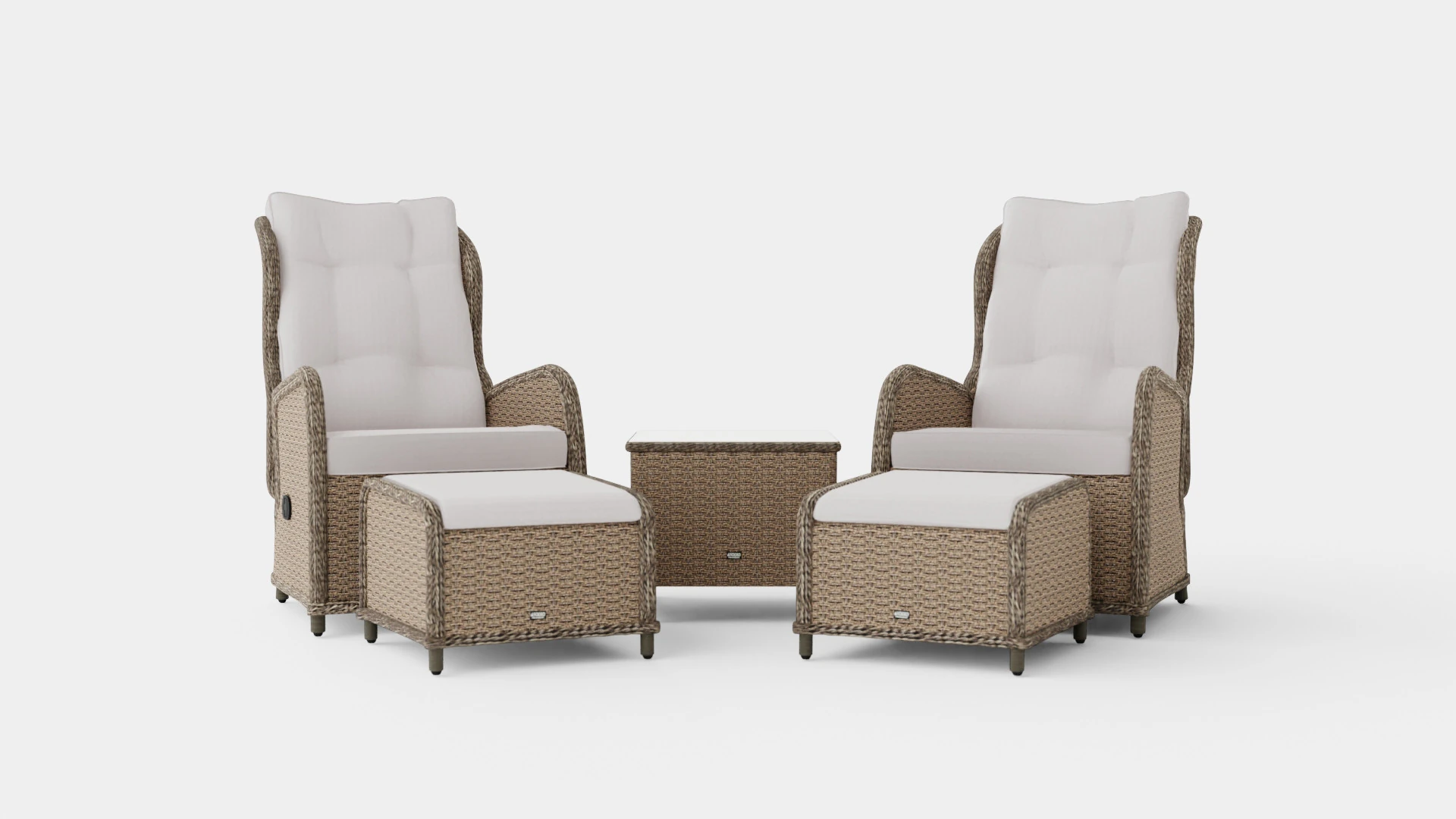 Marcus Caf set With 2 Recliner Armchairs with Cushion 3D Model .c4d .max .obj .3ds .fbx .stl .blend 
