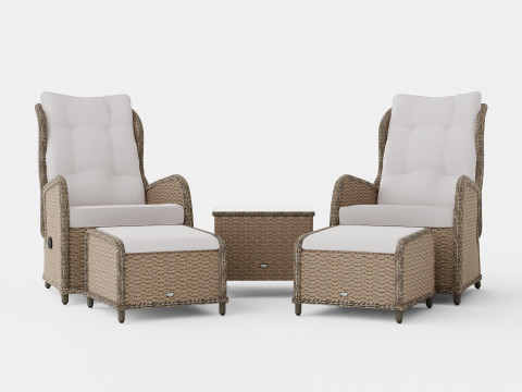 Marcus Caf set With 2 Recliner Armchairs with Cushion 3D Model