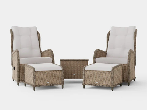 Marcus Cafe Takımı 2'li Minderli Yatar Koltuklu 3D Model