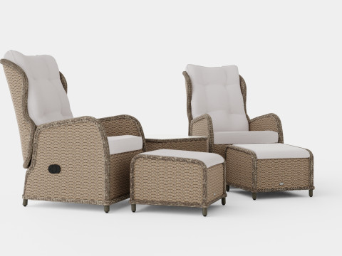 Marcus Caf set With 2 Recliner Armchairs with Cushion 3D Модель