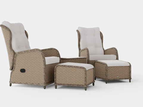 Marcus Caf set With 2 Recliner Armchairs with Cushion 3D Model