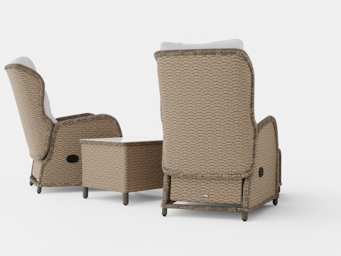 Marcus Caf set With 2 Recliner Armchairs with Cushion 3D Модель