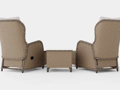 Marcus Caf set With 2 Recliner Armchairs with Cushion 3D Model