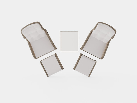 Marcus Caf set With 2 Recliner Armchairs with Cushion 3D Модель