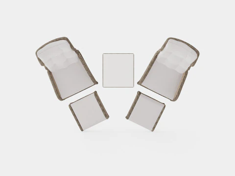Marcus Caf set With 2 Recliner Armchairs with Cushion 3D Model