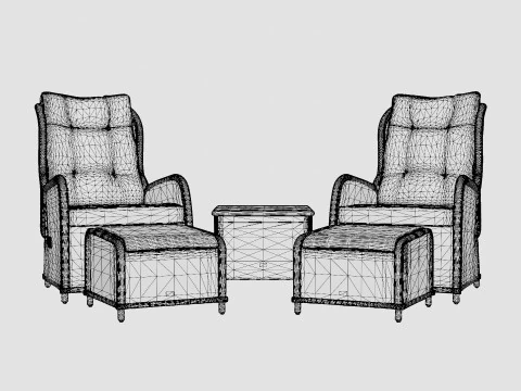 Marcus Caf set With 2 Recliner Armchairs with Cushion 3D Model