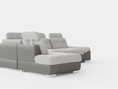 Corner Sofa Bed CALAMO 1 Grey Left 3Dモデル