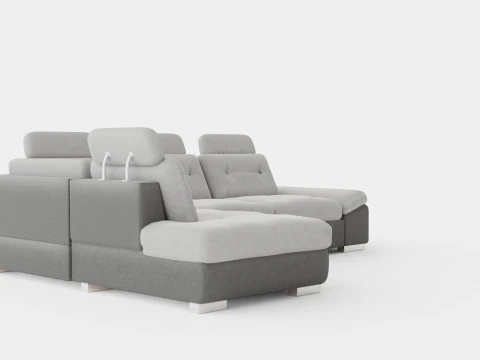 Corner Sofa Bed CALAMO 1 Grey Left 3D Model