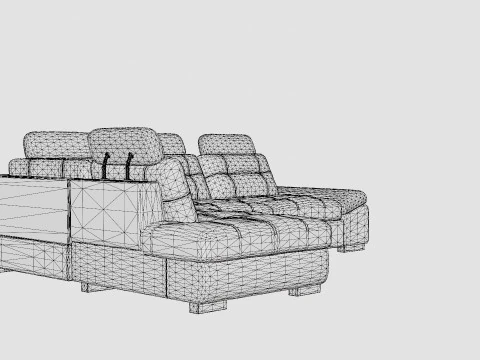 Corner Sofa Bed CALAMO 1 Grey Left 3D Model