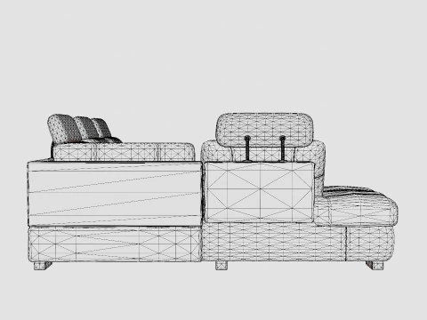 Corner Sofa Bed CALAMO 1 Grey Left 3D Model