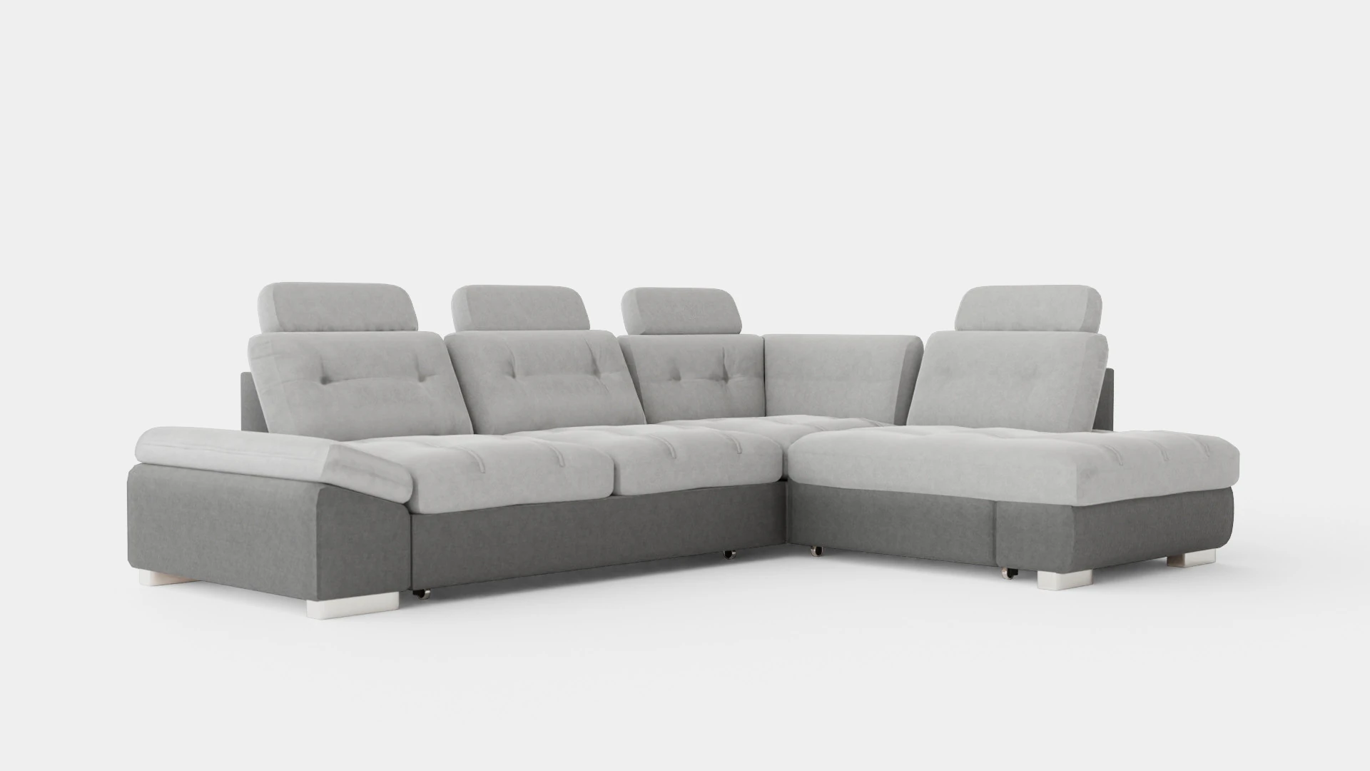 Corner Sofa Bed CALAMO 1 Grey Right 3D Model .c4d .max .obj .3ds .fbx .stl .blend