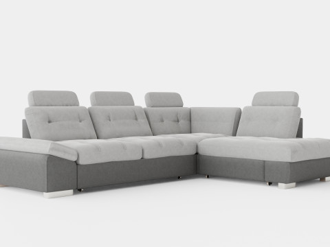 Corner Sofa Bed CALAMO 1 Grey Right 3D 모델