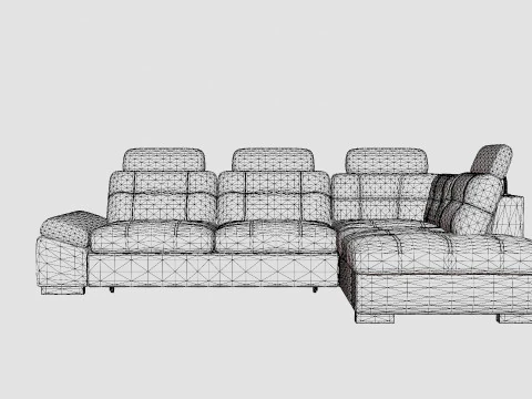 Corner Sofa Bed CALAMO 1 Grey Right 3D Model