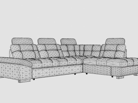 Corner Sofa Bed CALAMO 1 Grey Right 3D Model
