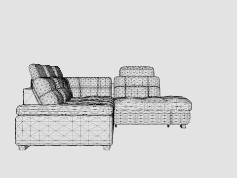 Corner Sofa Bed CALAMO 1 Grey Right 3D Model