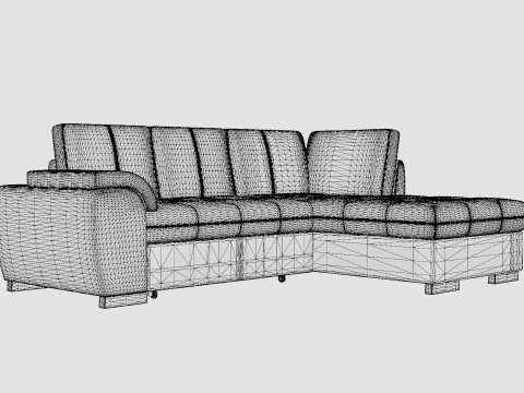 Corner Sofa Bed TOKIO Grey and White Right 3D Model