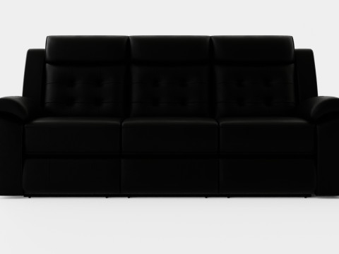 Munari Recliner Sofa 3 Seater Artificial Leather Black 3D Модель