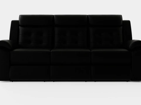 Диван-реклайнер Munari 3-местный из искусственной кожи, черный 3D Модель