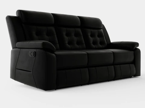 Munari Recliner Sofa 3 Seater Artificial Leather Black 3D Model