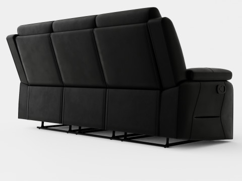 Munari Recliner Sofa 3 Seater Artificial Leather Black 3D Model