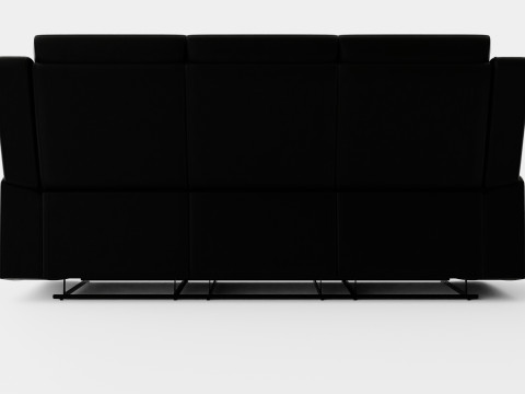 Munari Recliner Sofa 3 Seater Artificial Leather Black 3D Model