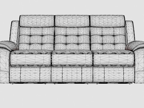 Munari Recliner Sofa 3 Seater Artificial Leather Black 3D Model