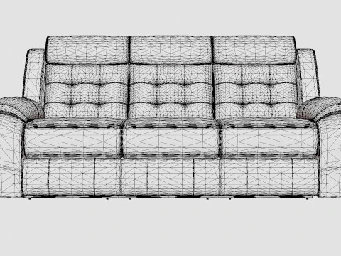 Munari Recliner Sofa 3 Seater Artificial Leather Black 3D Model