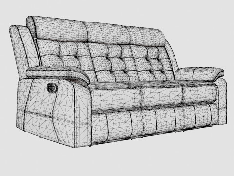 Munari Recliner Sofa 3 Seater Artificial Leather Black 3D Model