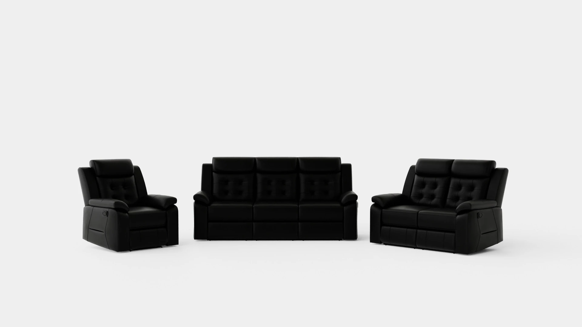 Munari Sofa Group 3 Seater 2 Seater Armchair Artificial Leather Black 3D Model .c4d .max .obj .3ds .fbx .stl .blend 