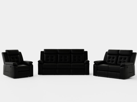 Munari Sofa Group 3 Seater 2 Seater Armchair Artificial Leather Black 3D Model