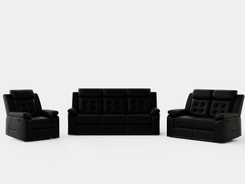 Munari Sofa Group Poltrona 3 Posti 2 Posti Ecopelle Nera Modello 3D
