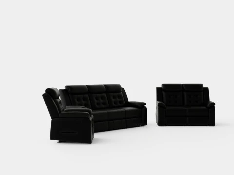 Munari Sofa Group 3 Seater 2 Seater Armchair Artificial Leather Black 3D Model