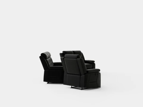Munari Sofa Group 3 Seater 2 Seater Armchair Artificial Leather Black 3D Model