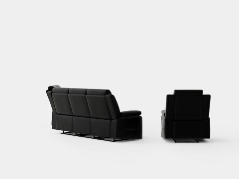 Munari Sofa Group 3 Seater 2 Seater Armchair Artificial Leather Black 3D Model